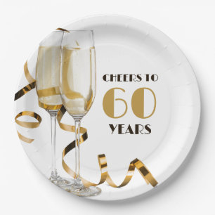 Cheers to 60 Years Milestone Birthday Paper Plate