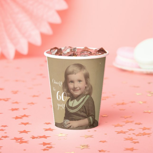 Cheers to 60 Years! Photo Paper Cups (Insitu)