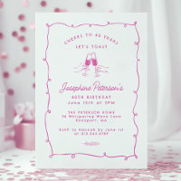Cheers to 60 Years Pink Whimsical Doodle 