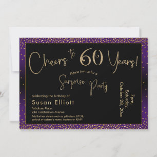 Cheers to 60 Years Surprise Birthday, Purple Invitation