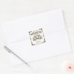 Cheers to 60 years Vintage Elegant Birthday Square Sticker