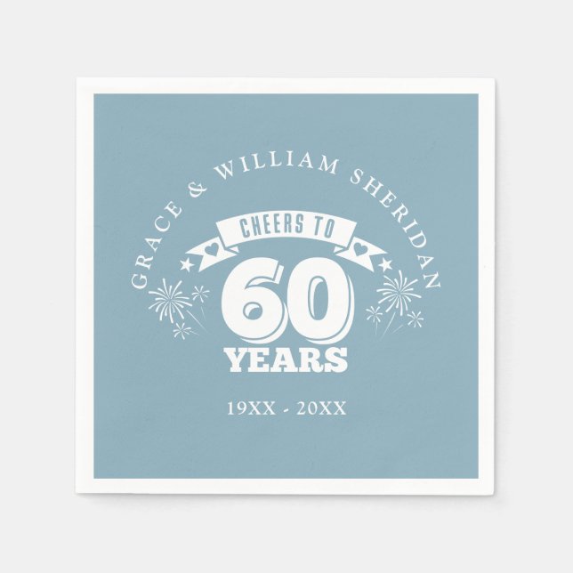 Cheers To 60th Wedding Anniversary Napkin (Front)