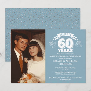 Cheers To 60th Wedding Anniversary Photo Invitation