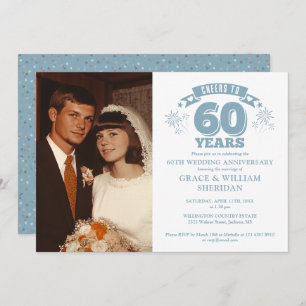 Cheers To 60th Wedding Anniversary Photo Invitation