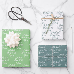 Cheers to 65 Years Spring Green 65th Birthday Wrapping Paper Sheet