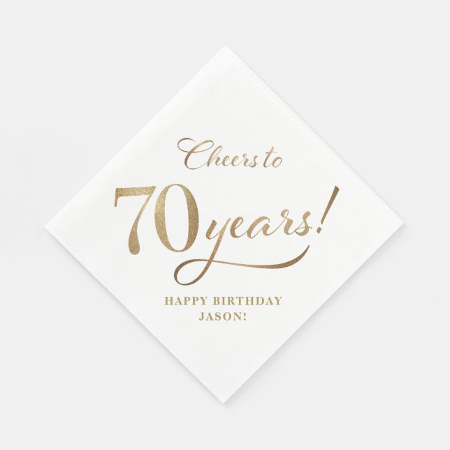 Cheers to 70 Birthday Glitter Gold Napkin (Corner)