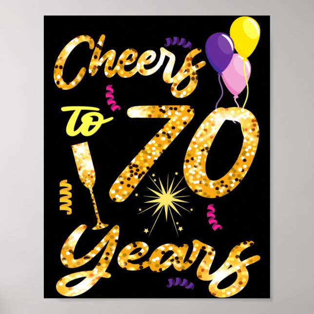 Cheers To 70 Years 1951 70th Birthday Gift  Poster (Front)