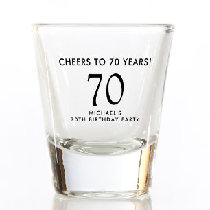 Cheers to 70 Years 70th Birthday Party Shot Glass