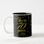 Cheers to 70 Years 70th Birthday Two-Tone Coffee Mug<br><div class="desc">Cheers to70 years! The perfect mug for a 70th birthday gift. Personalised with a name and date,  this mug makes a special keepsake for a seventieth birthday.</div>