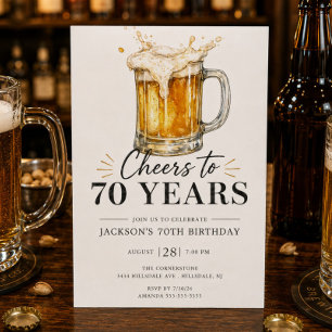 Cheers to 70 Years Birthday Invitation