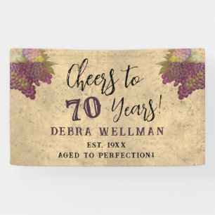 Cheers to 70 Years Elegant Rustic Wine Party Banner