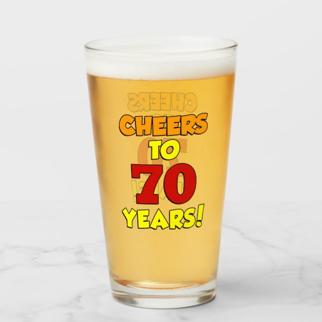 Cheers To 70 Years Glass (Front Filled)