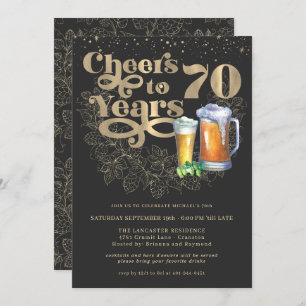 Cheers to 70 Years   Milestone Birthday Party Invitation