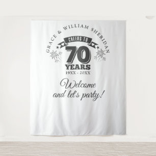 Cheers To 70th Anniversary Photo Backdrop Tapestry