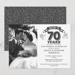Cheers To 70th Wedding Anniversary Photo Invitation