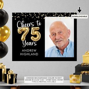 Cheers to 75 Years Birthday Photo Welcome Sign