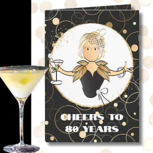 Cheers to 80 Bold Glamourous Cartoon 80th Birthday Card