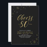 Cheers to 80 | Gold & Black 80th Birthday Party Invitation<br><div class="desc">Let's celebrate your special day with this stylish 80th birthday party invitation. This design features chic gold typography "Cheers to 80 years" and gold elements with a black background. You can customise the text and background colour. More matching party supplies are available at my shop BaraBomDesign.</div>