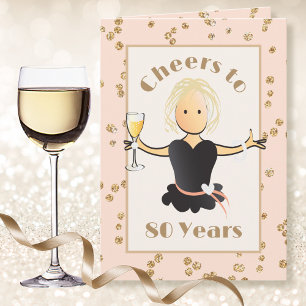 Cheers to 80 Gold Sparkle Glitter 80th Birthday Card