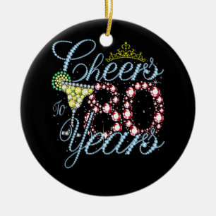 Cheers To 80 Years 80th Birthday 80 Years Old Bday Ceramic Ornament
