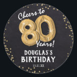 Cheers to 80 Years! 80th Birthday Classic Round Sticker<br><div class="desc">Cheers to 80 Years Birthday Sticker!</div>