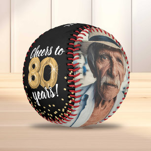 Cheers to 80 Years - 80th birthday Photo Baseball