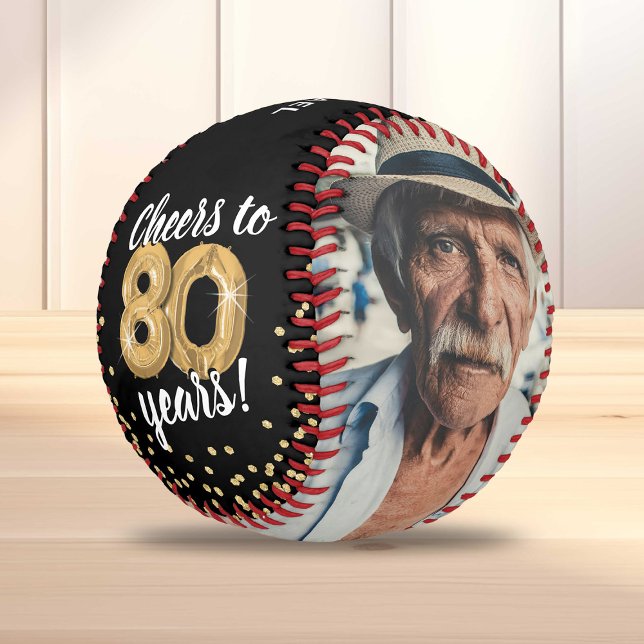 Cheers to 80 Years - 80th birthday Photo Baseball (Creator Uploaded)