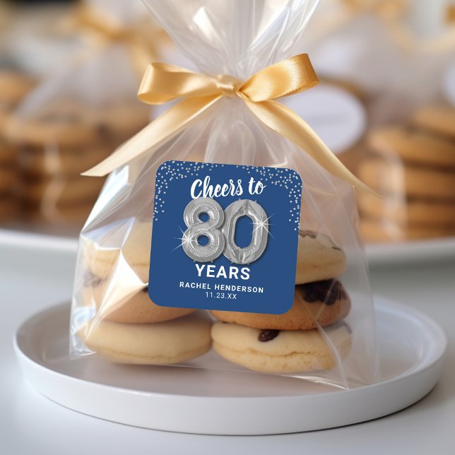 Cheers to 80 Years Adult Birthday Square Sticker (Creator Uploaded)
