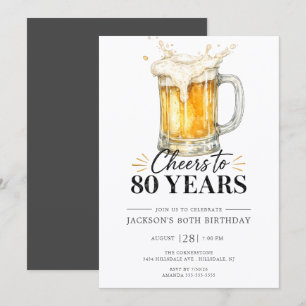 Cheers to 80 Years Birthday Invitation