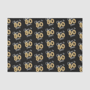 Cheers to 80 Years Black Gold Birthday Tissue Paper