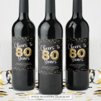 Cheers to 80 Years Black Gold Confetti Birthday