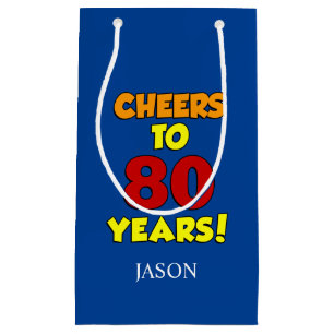 Cheers To 80 Years Personalised 80th Birthday Small Gift Bag