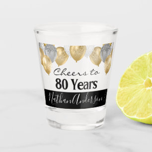 Cheers to 80 Years Personalised Birthday Shot Glas Glass