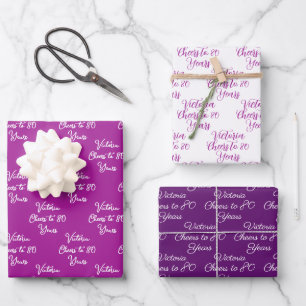 Cheers to 80 Years Pink Magenta 80th Birthday Wrapping Paper Sheet