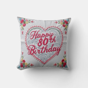 Cheers to 80 Years” Throw Pillow: Celebrate  Cushion