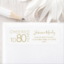 Cheers to 80 years White Gold Chic Elegant Address