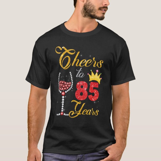 Cheers To 85 Years 1937 85th Birthday Wine Diamond T-Shirt (Front)