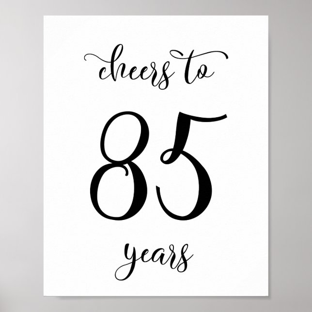 Cheers to 85 years birthday sign (Front)