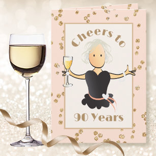 Cheers to 90 for her Female Glitter 90th Birthday Card