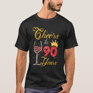 Cheers to 90 Years 1933 90th Birthday Wine Diamond T-Shirt
