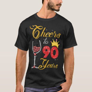 Cheers to 90 Years 1933 90th Birthday Wine Diamond T-Shirt