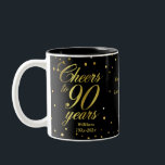 Cheers to 90 Years 90th Birthday Two-Tone Coffee Mug<br><div class="desc">Cheers to 90 years! The perfect mug for a 90th birthday gift. Personalised with a name and date,  this mug makes a special keepsake for a ninetieth birthday.</div>