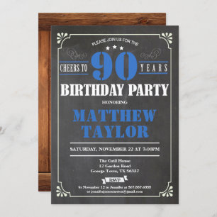 Cheers to 90 years birthday invitation. Retro Invitation