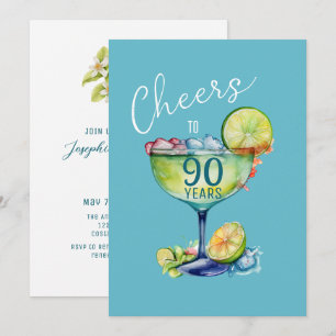 Cheers to 90 Years Milestone Birthday  Invitation