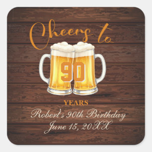 Cheers to 90 Years Square Sticker