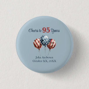 Cheers to 95 Years Birthday Party 3 Cm Round Badge