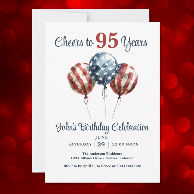 Cheers to 95 Years Birthday Party Invitation (Creator Uploaded)
