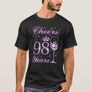 Cheers To 98 Years Old Women Purple Crown 98th Bir T-Shirt
