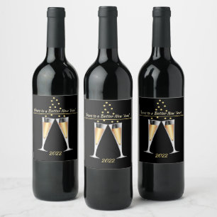 Cheers to a Better New Year Champagne Flutes Wine Label