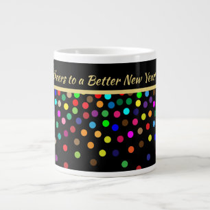 Cheers to a Better New Years - Colourful Dots Large Coffee Mug